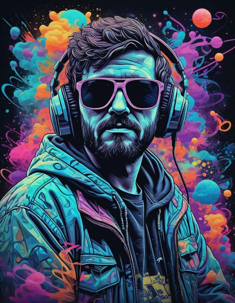 Psychedelic Ethereal Art in Pop Retrofuturism Style