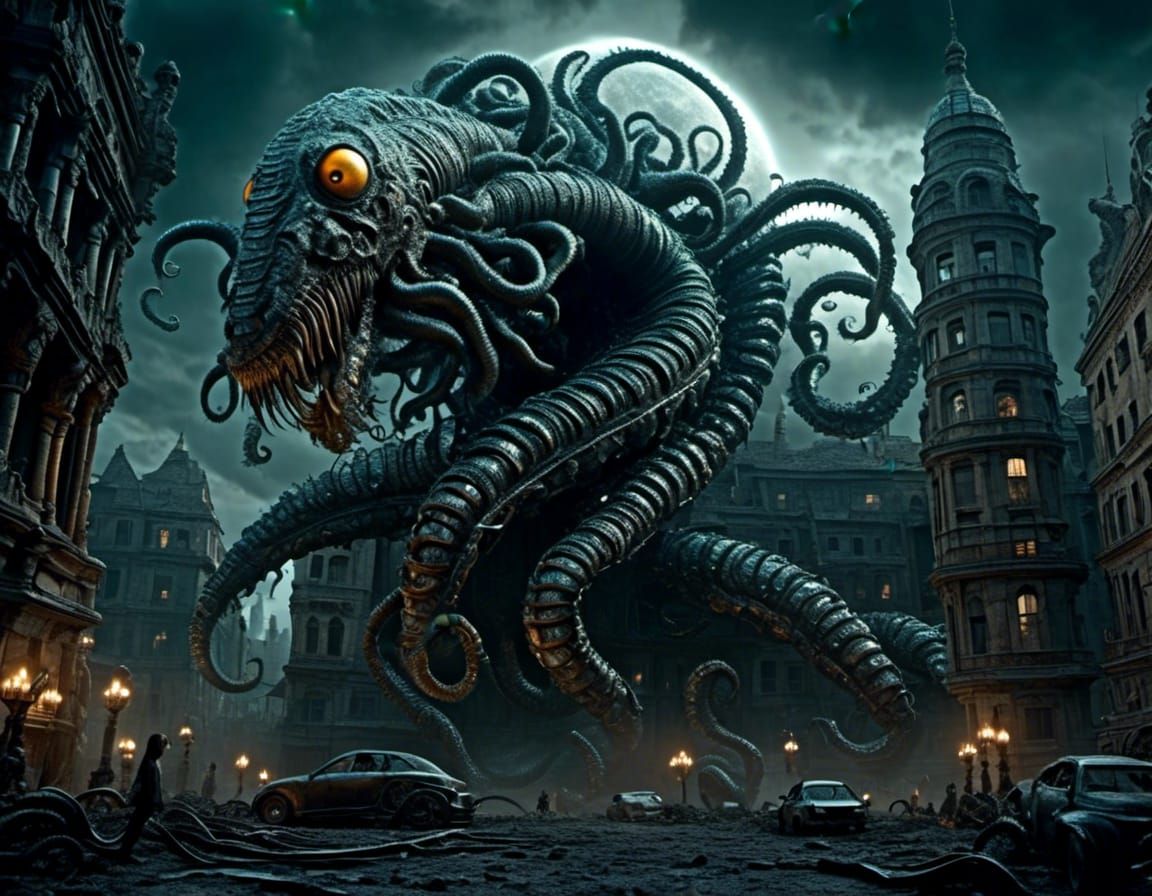 epic monster alien landing on planet earth