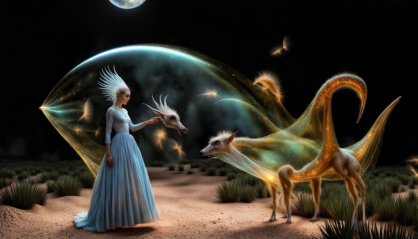 Alien People and Pets in Surreal Biological Art