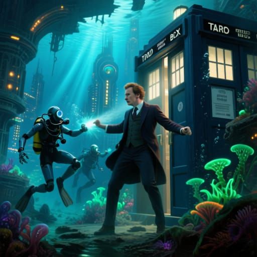 Doctor Who Battles Cybermen Underwater in Futuristic City