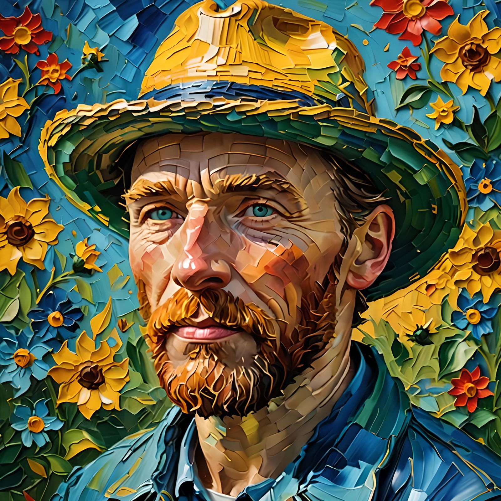 Vincent Van Gogh Impasto Oil Painting Portrait.