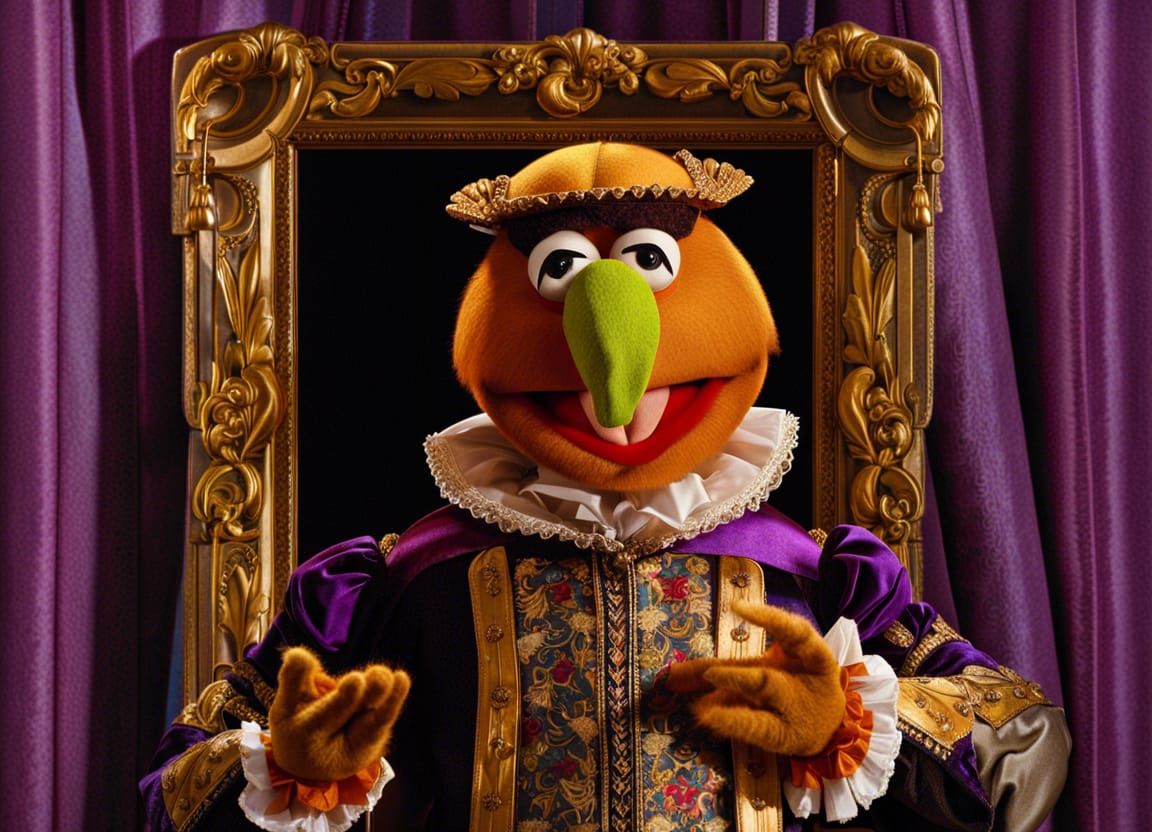 Shakespeare as Muppet in Baroque Graffiti Style