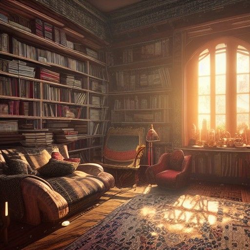 Cozy Room with Summer Light in Fantasy Art Style