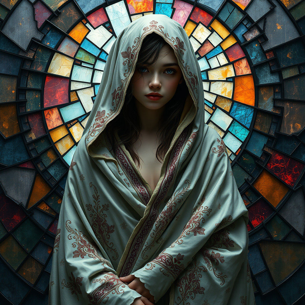 Sad young woman in medieval robes