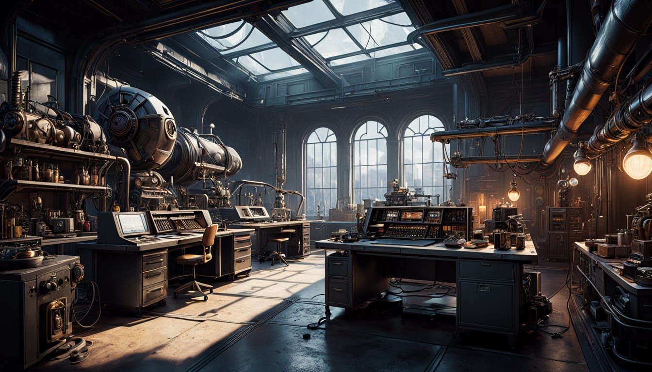 Mystical Industrial Lab at Dusk