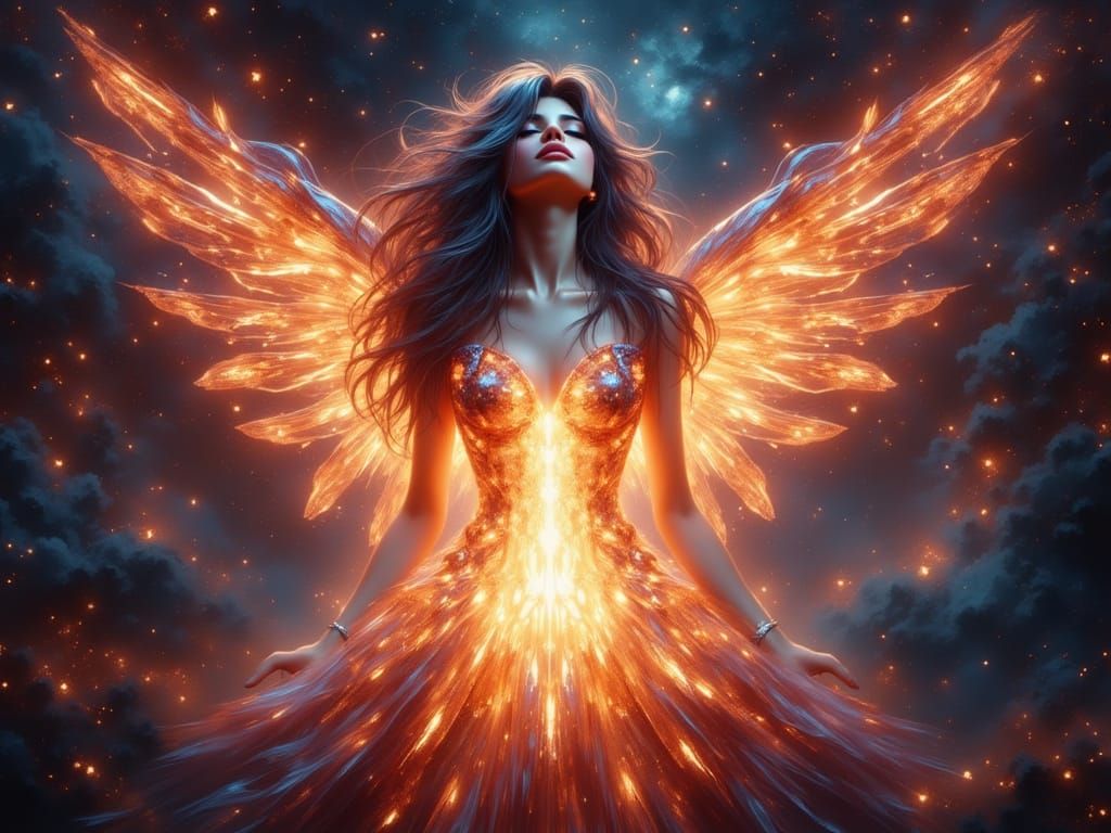 Light Energy Transforms Into Human Form Matte Painting