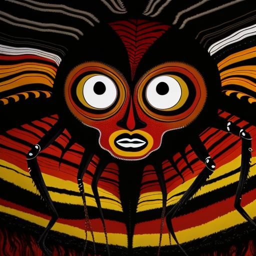 Surrealist Spider with Pareidolia Faces in Black Oil