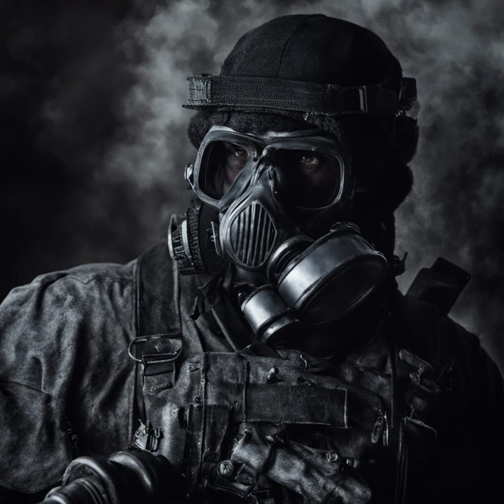 Post-Apocalyptic Gas Mask Operator on Mission