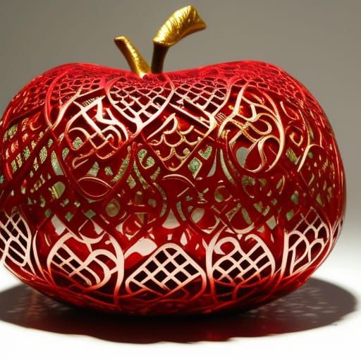 Ornate Gold and Silver Apple Sculpture
