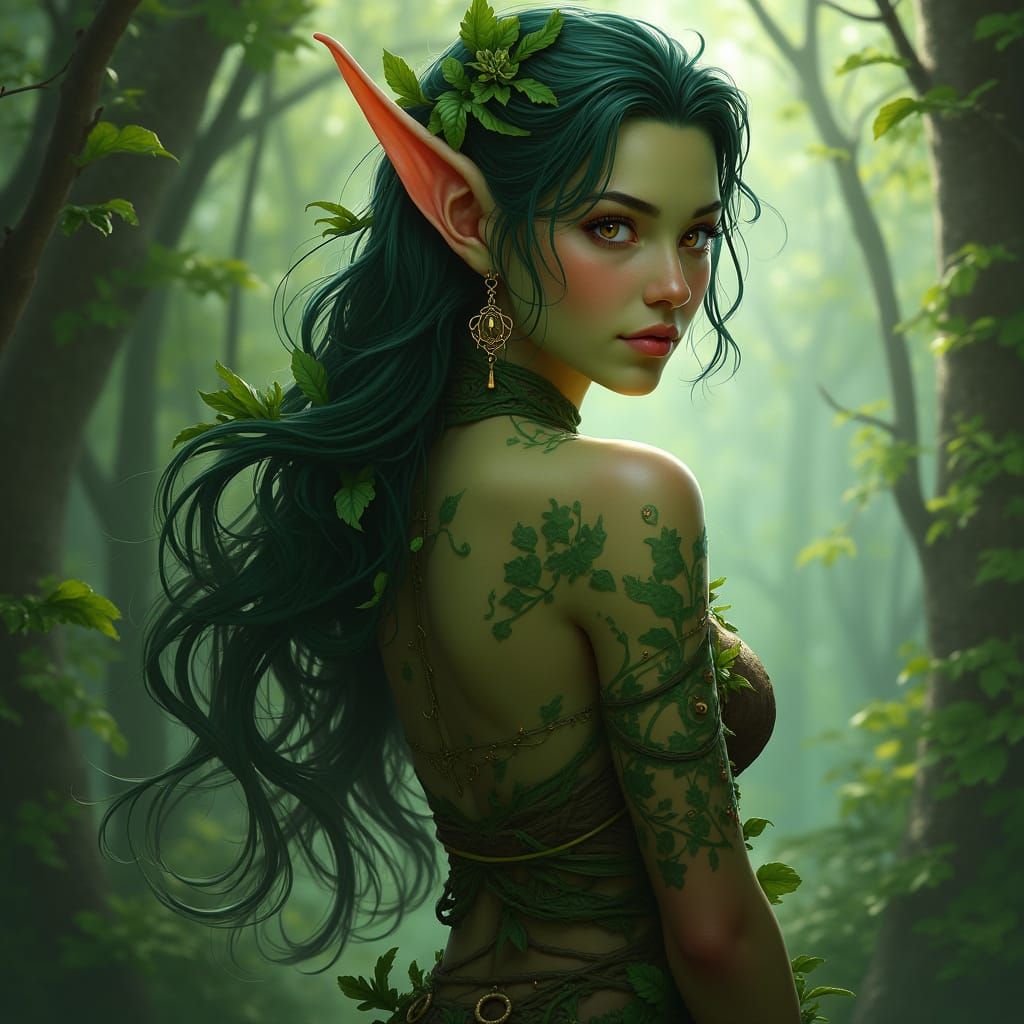 Hyperrealistic Wood Elf Portrait in Earthy Tones