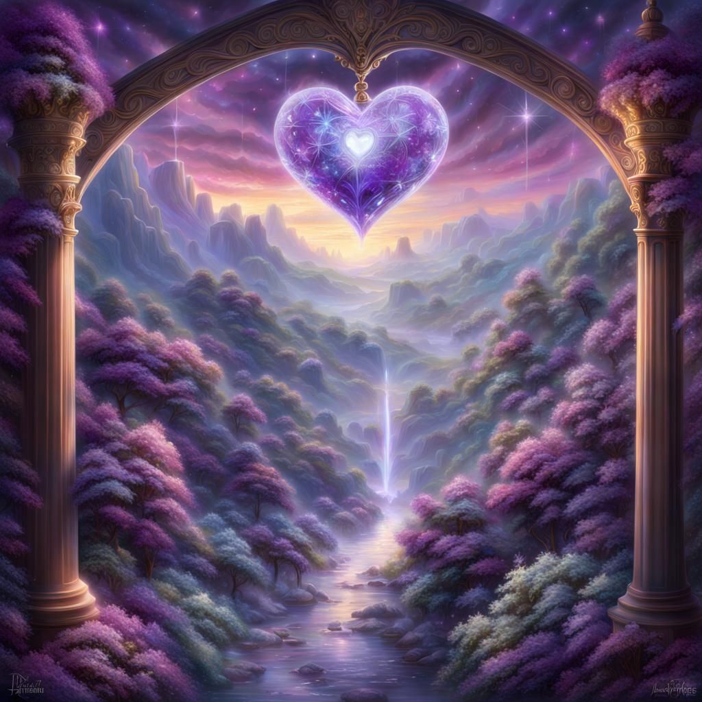 Ethereal Purple Heart of Glass and Diamonds