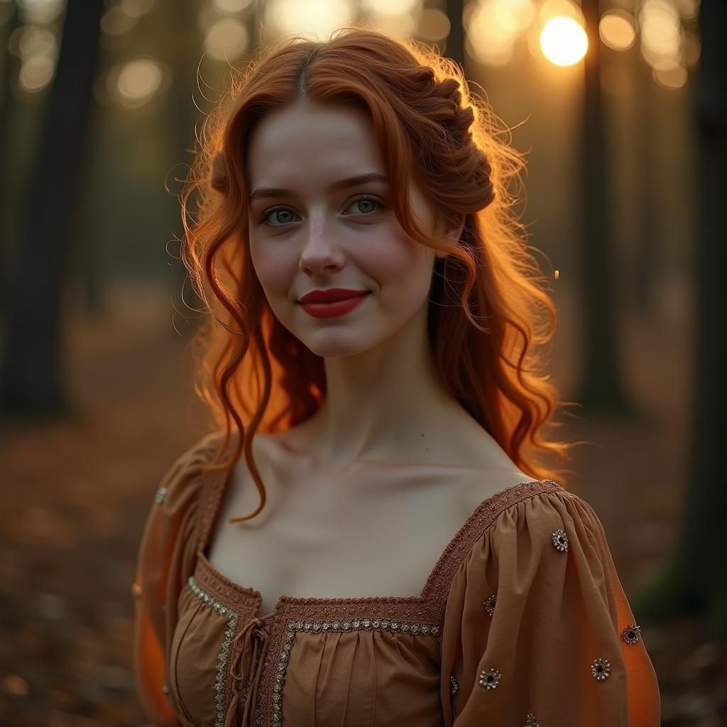 Earthy Embroidered Dress in Film Noir Style