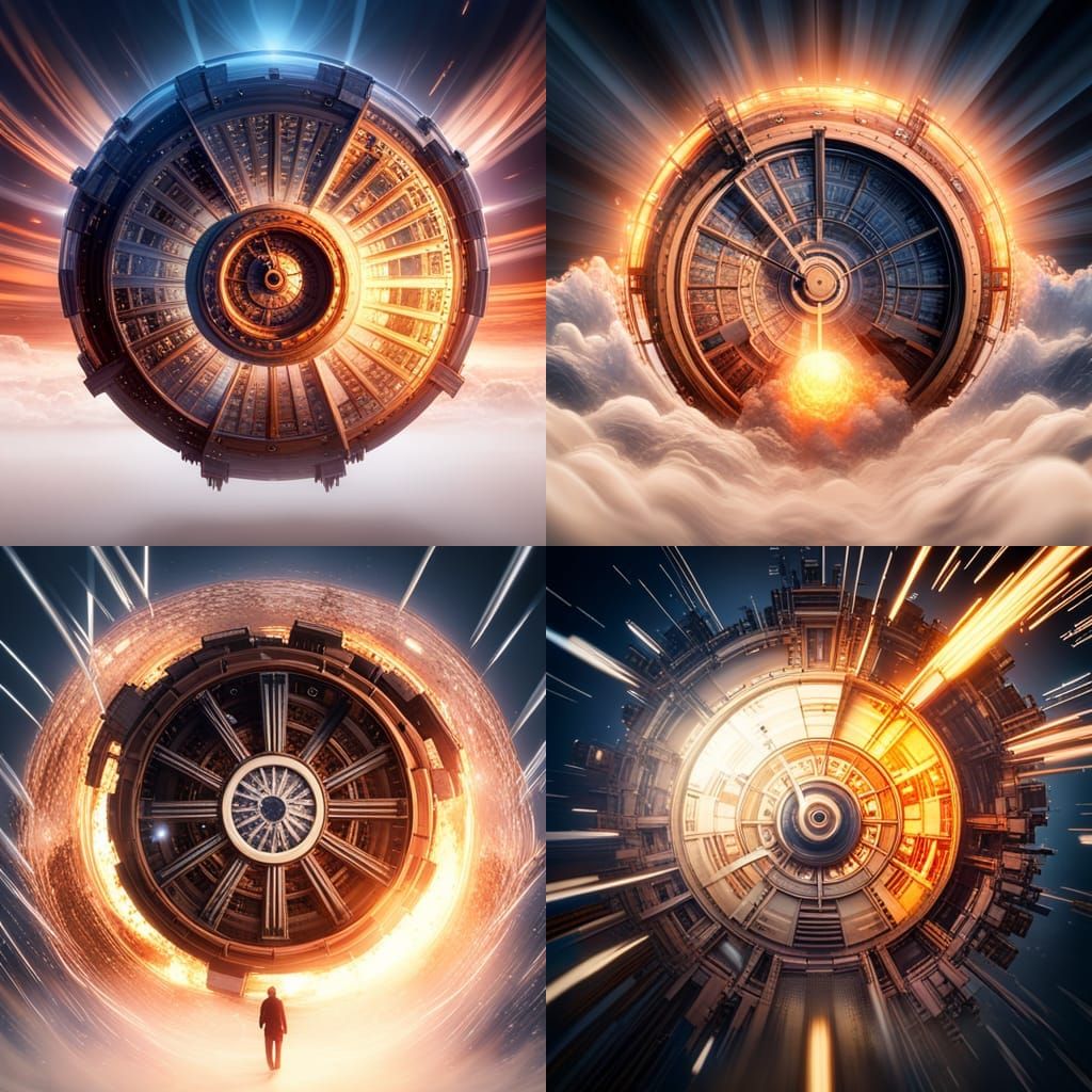 Exploding Clock Face in Space: Detailed Matte Painting