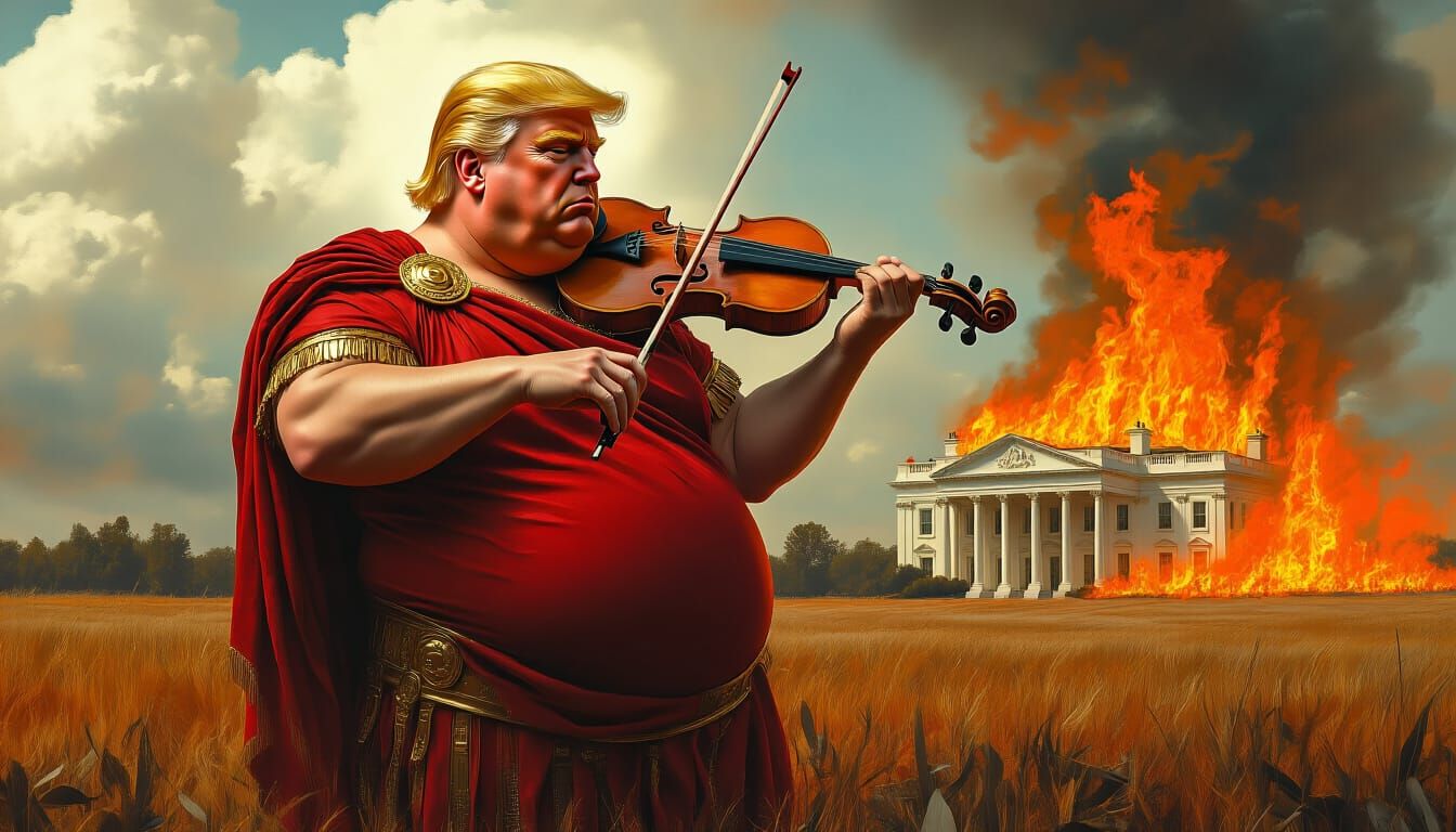 Trump as Fiddling Senator in Burning White House