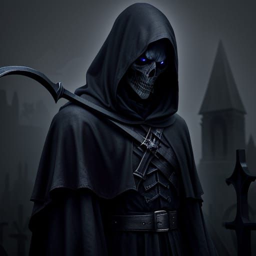 Gothic Reaper in Mysterious Graveyard