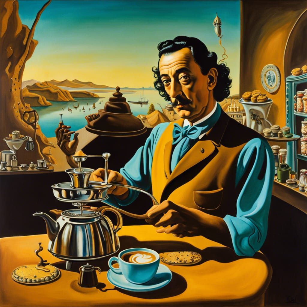 Surreal Barista in Coffee Shop, a Masterpiece