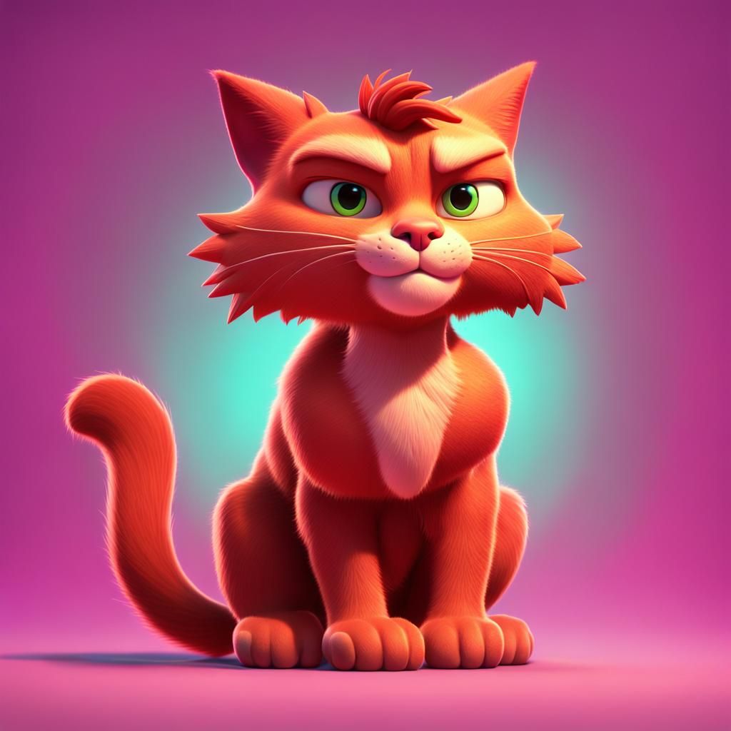 Muscular Cat with Six-Pack Abs in 3D Digital Art