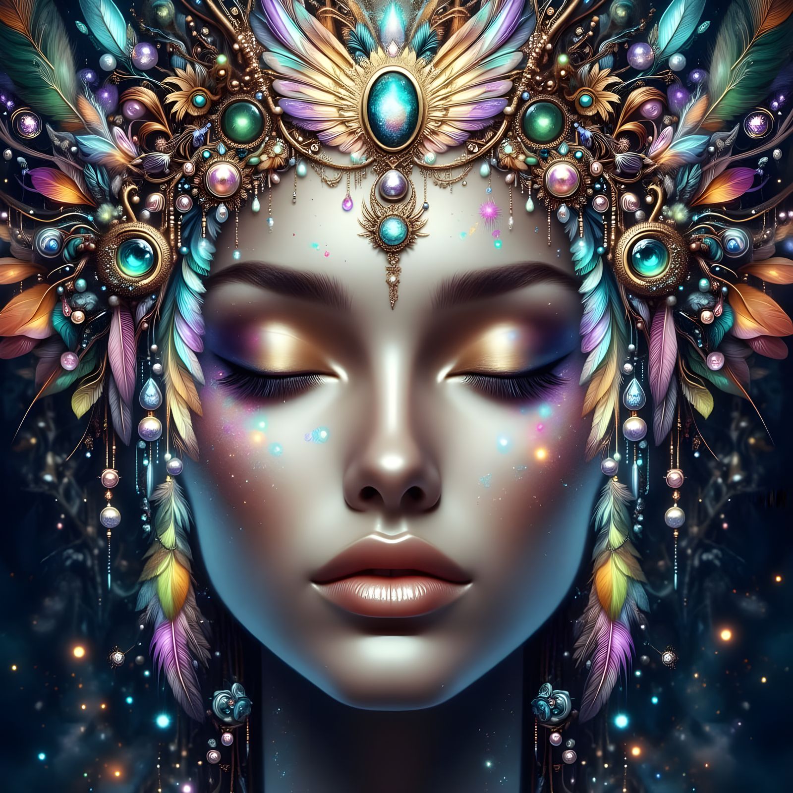 Ethereal Fairy on Glowing Mushroom in Mystical Forest