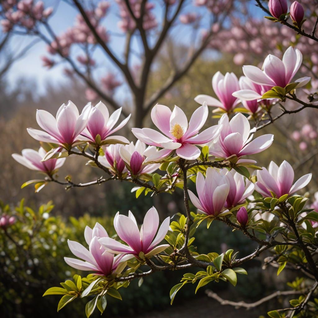 Surreal Blooming Magnolia in Vivid Color