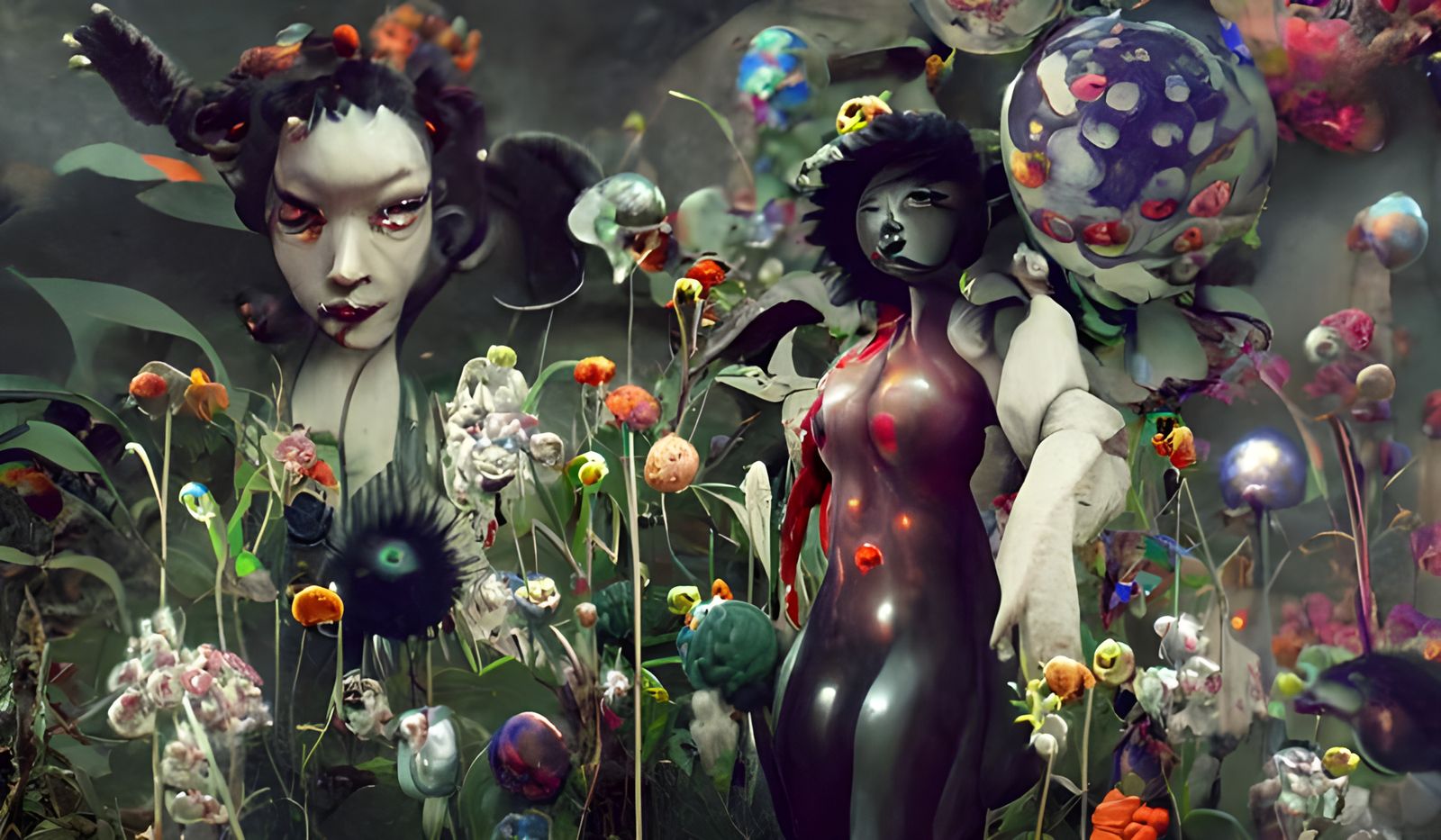 Fallen Angels in Biopunk Overgrown City, Digital Art