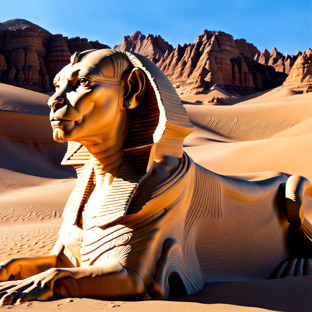 Realistic Sphinx in Desert Landscape