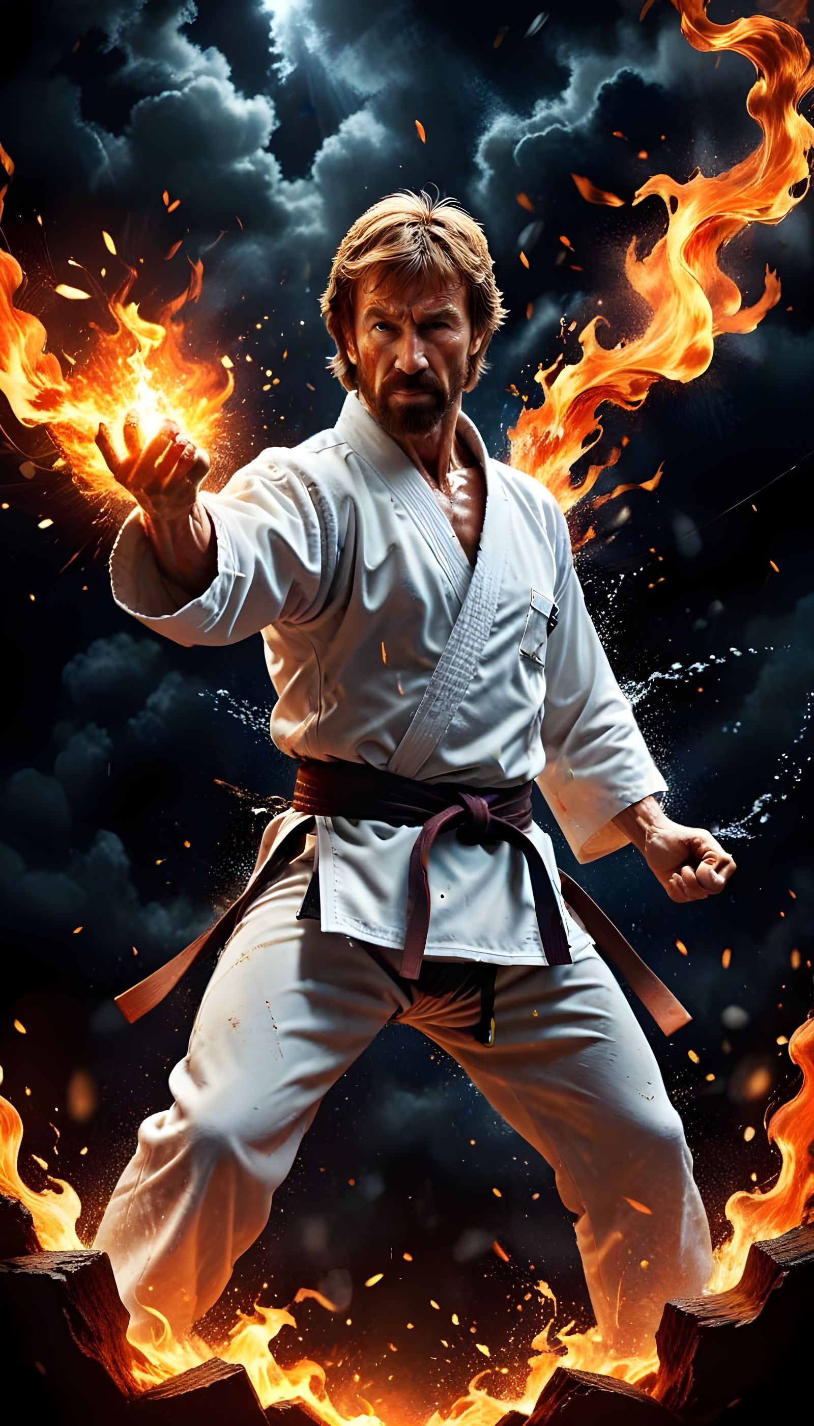 Anime Karate Hero in Crane Position