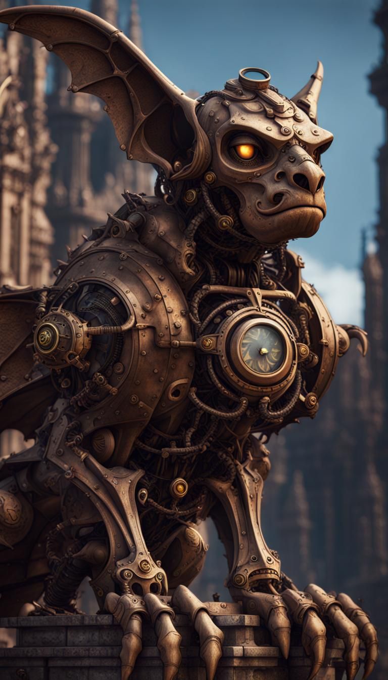 Steampunk Mechanical Gargoyle Concept Art