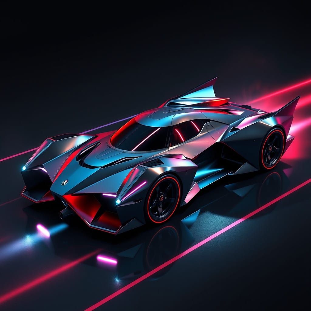 Cyberpunk 2077-Inspired Space-Age Car-Spaceship in Iridescen...