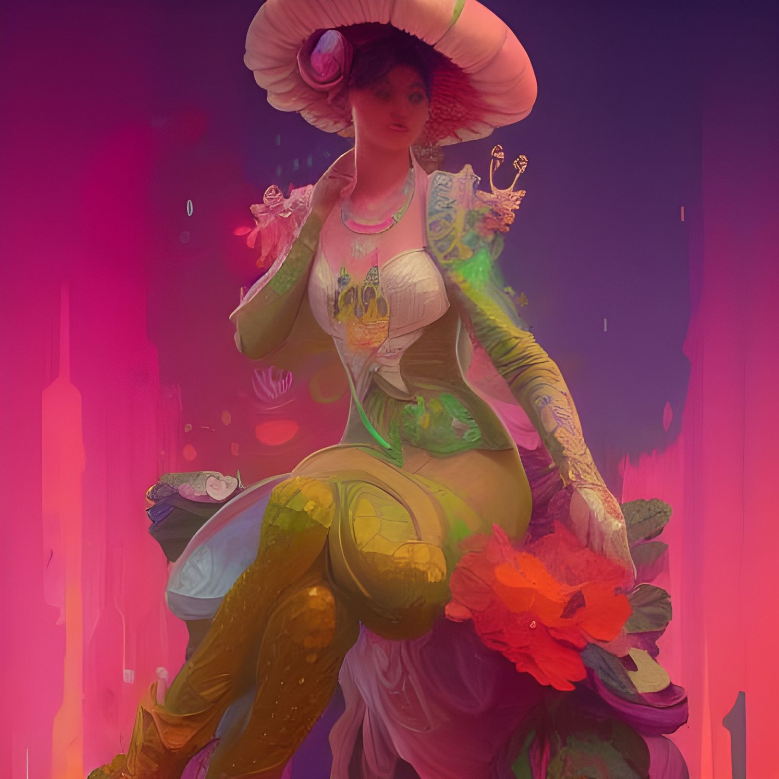 Rococo Queen Mushrooms in Hyperdetailed Concept Art