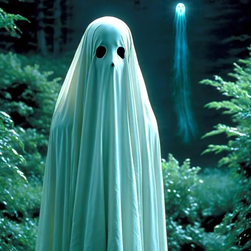 Ethereal Ghost Figure in Abstract Tech Style