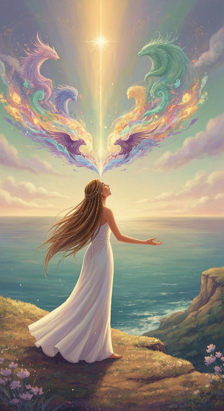 Woman Singing Song of Creation in Fantasy Art Style