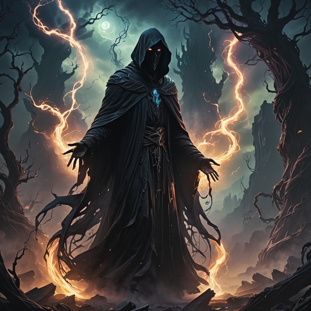 Mysterious Shadow Figure in Dark Fantasy Art