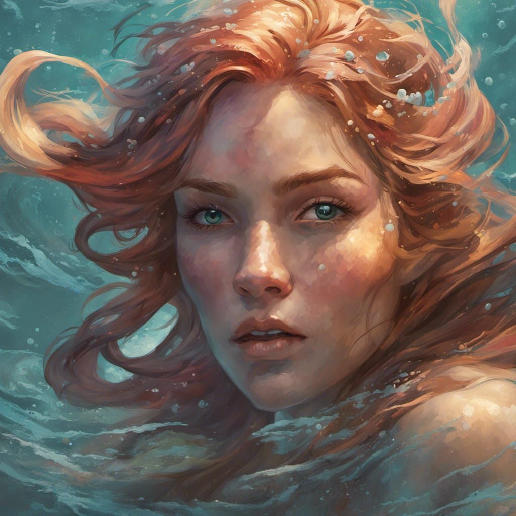 Mermaids Swimming: Hyperdetailed Concept Art Portrait