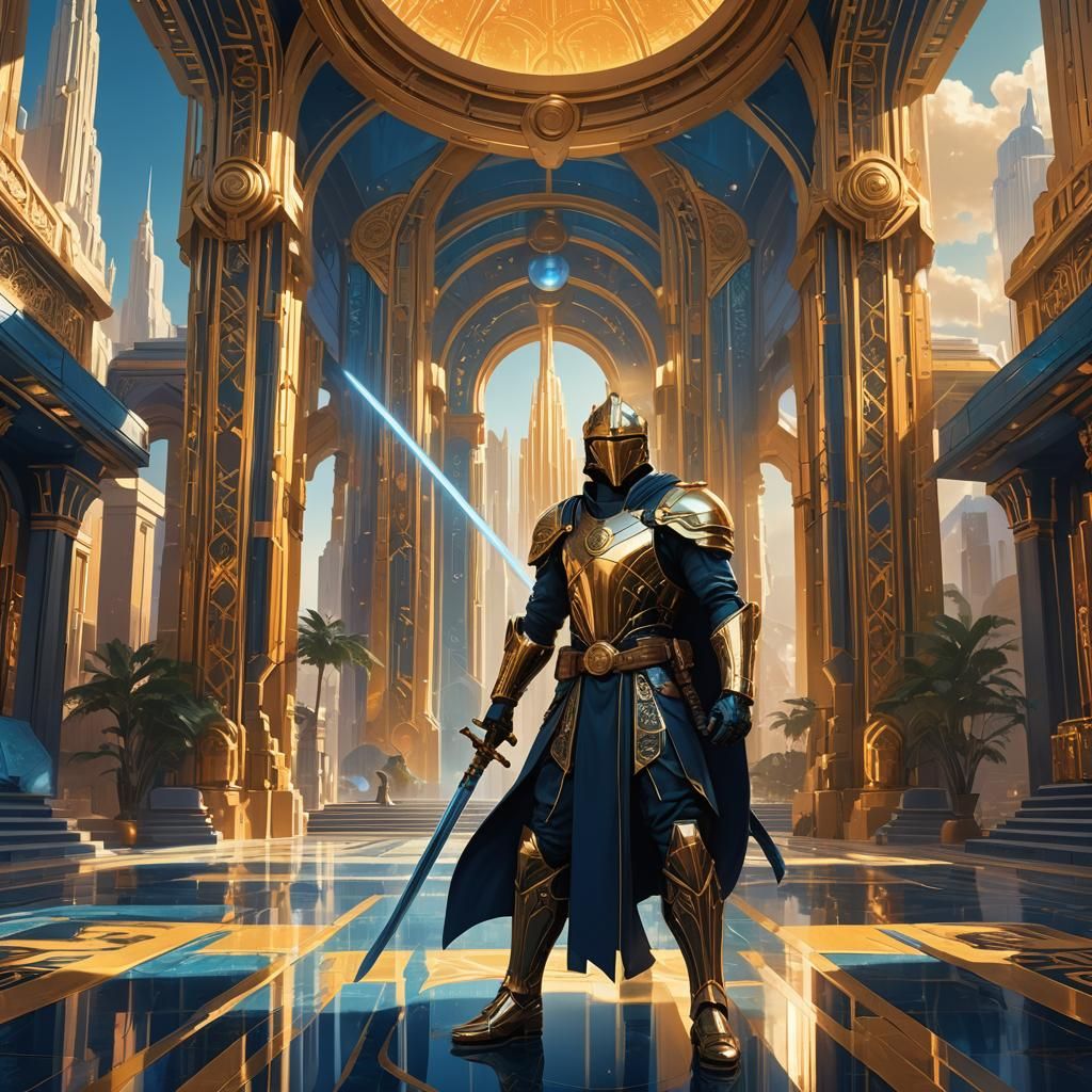 Art Deco Blademaster in Kazandu: Digital Matte Painting