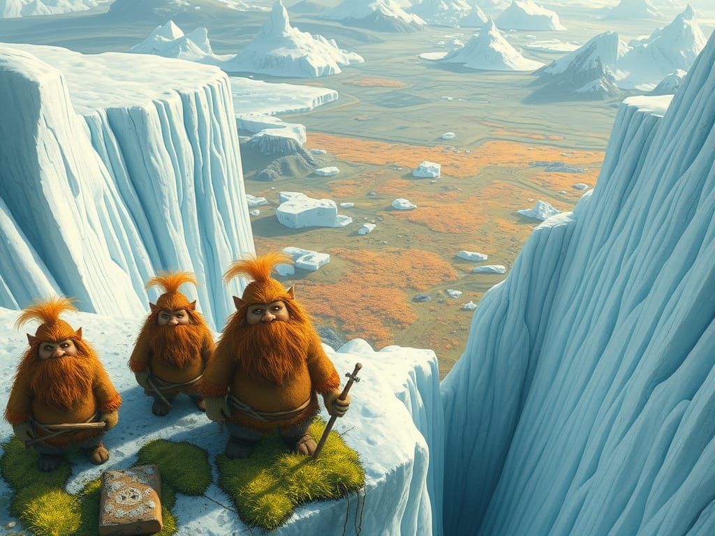 Antarctic Ice Wall Guardians in Whimsical Style