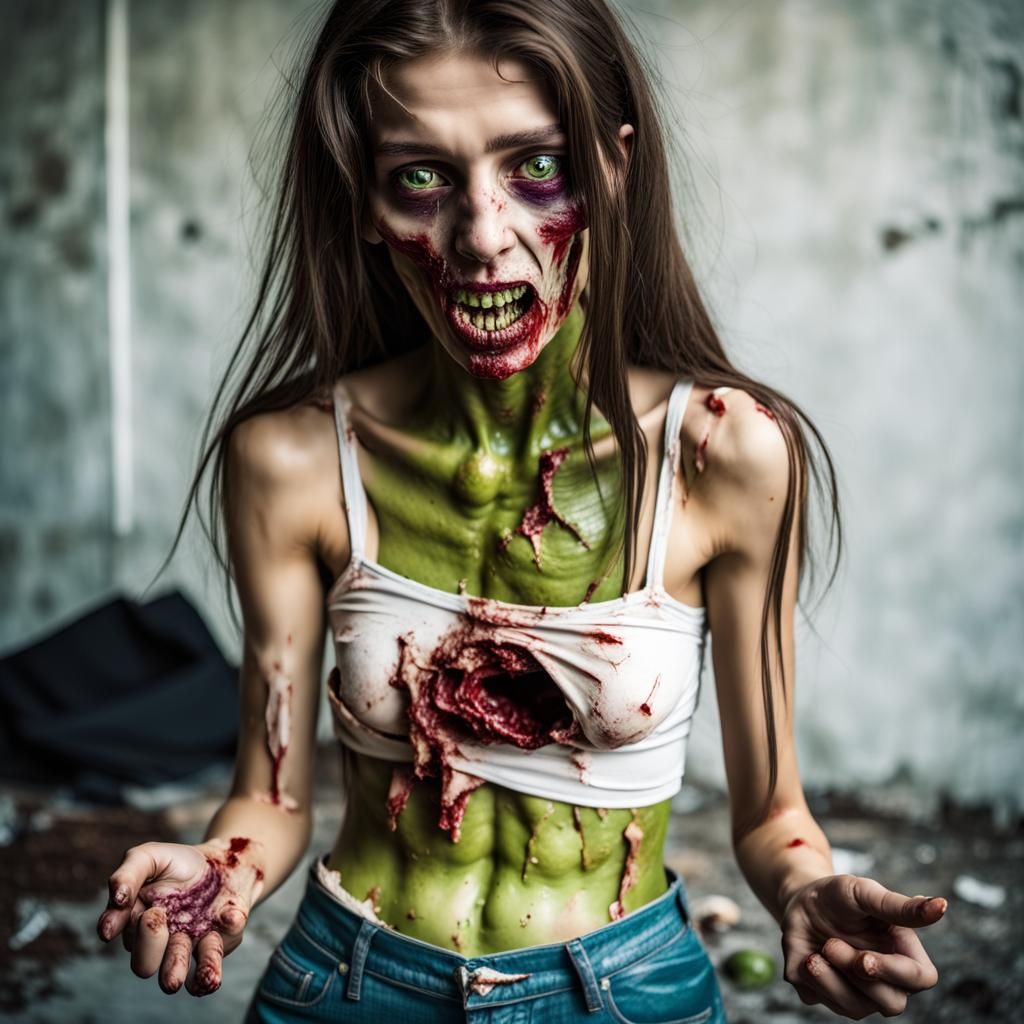 Zombie Teenage Girl Cannibalism: A Horrific Scene