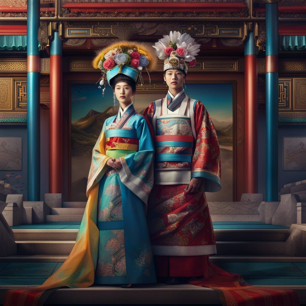 Korean King and Queen in Modern Palace