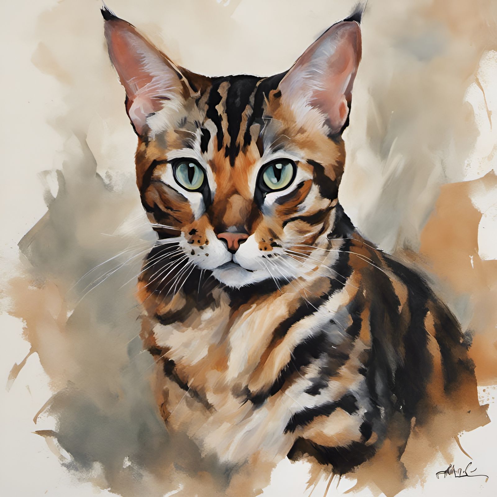 Bengal Cat Painting: Feline Art