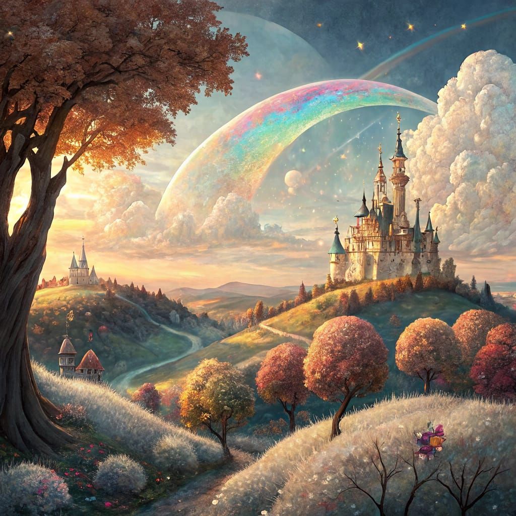 Dreamlike Realm of Crystal Forests and Moonbeam Palaces