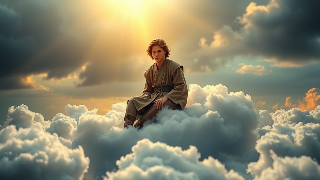 Anakin Skywalker in Stormy Sky, Hyperrealistic Photography
