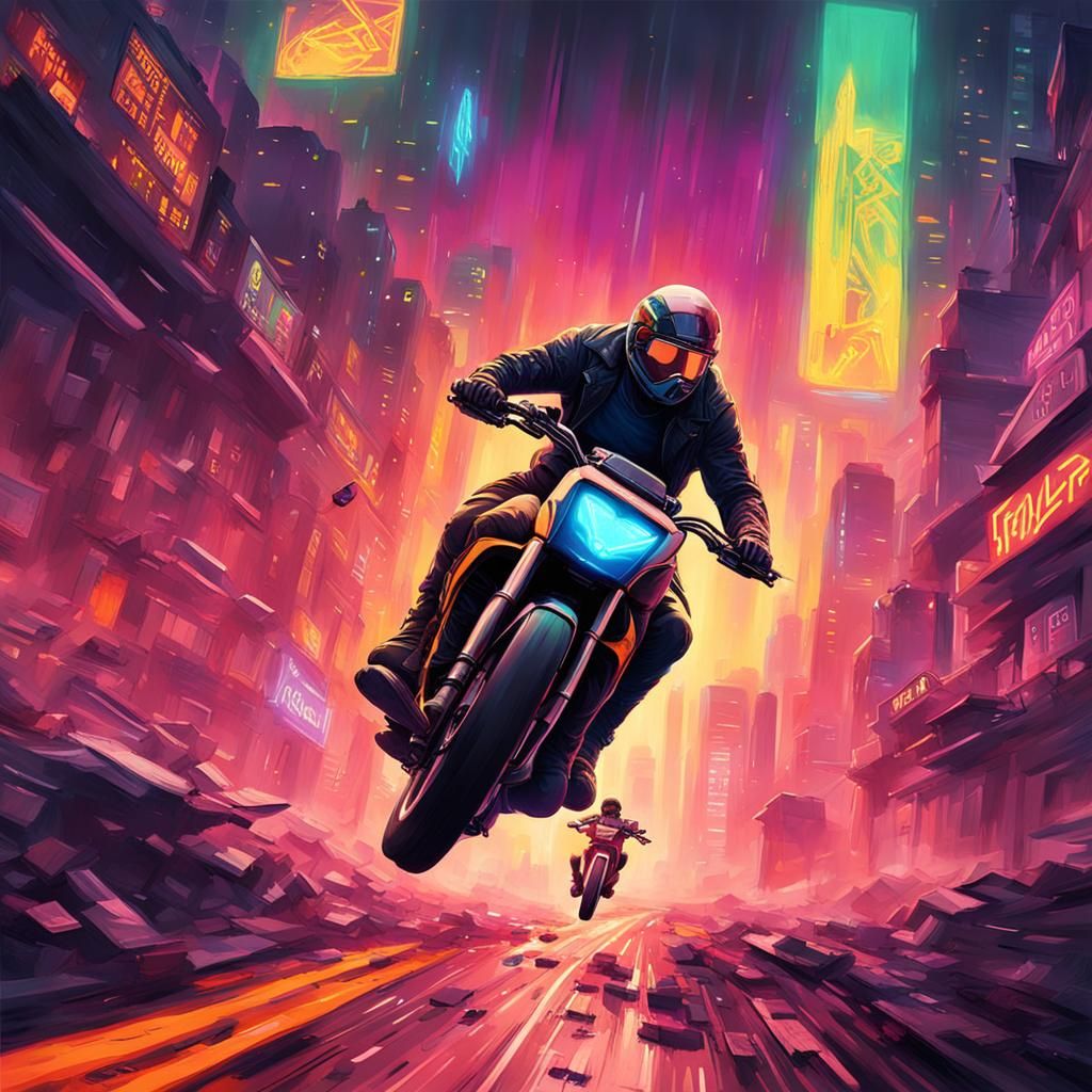 Dystopian Cyberpunk Flying Bike Race Ends in Disaster