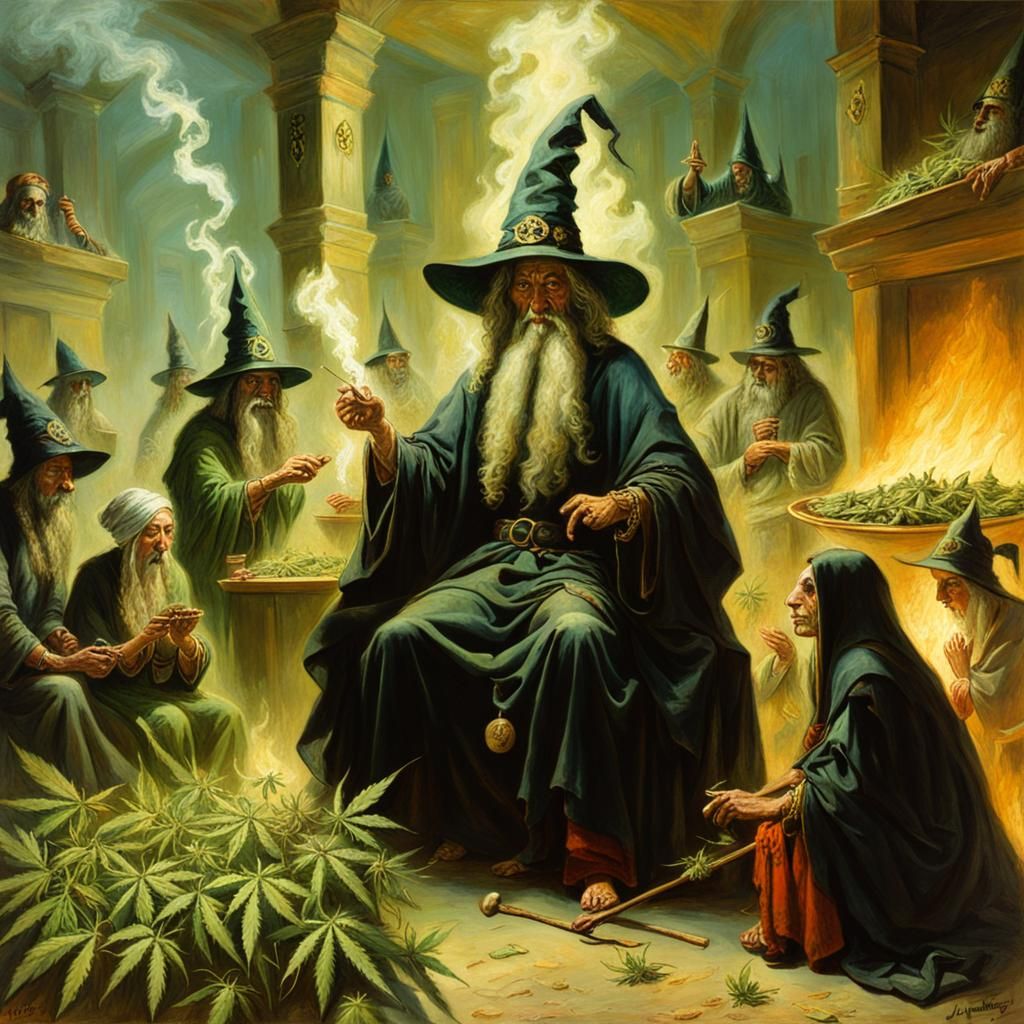 Cannabis Warlocks Offer Joints to Witches