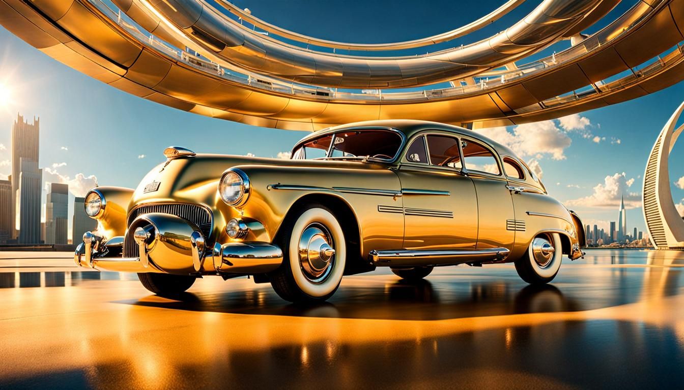 Retrofuturistic Photograph in Golden Light