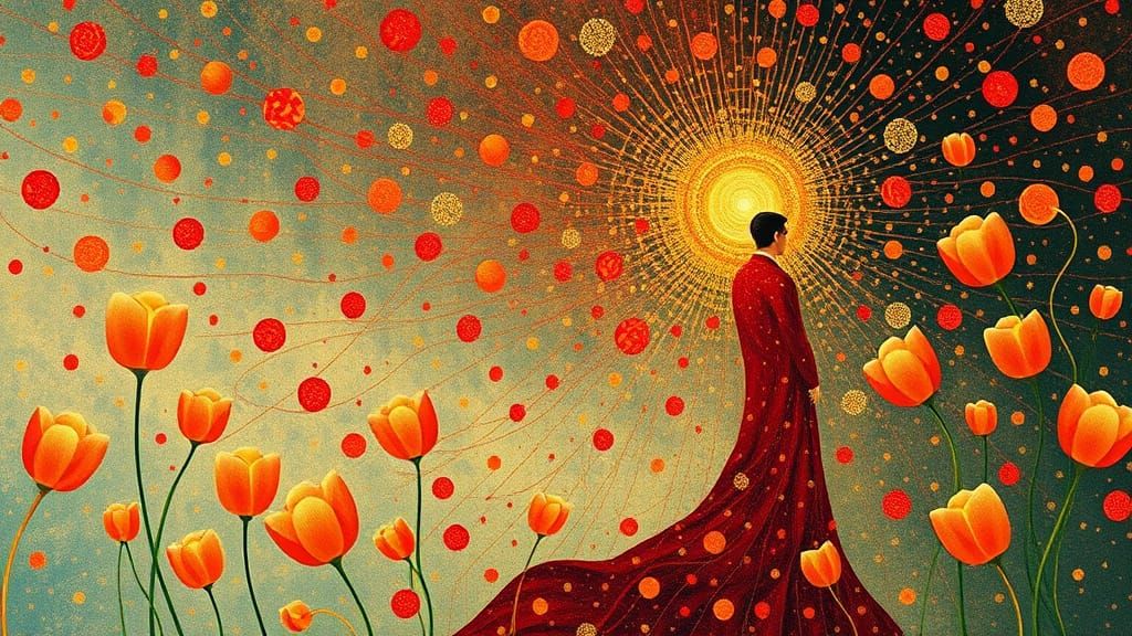 Surreal Goddess Blodeuwedd in Whimsical Art Nouveau Style