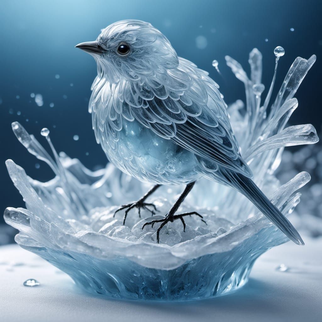 Ethereal Transparent Ice Sculpture in Delicate, Frosty Beaut...