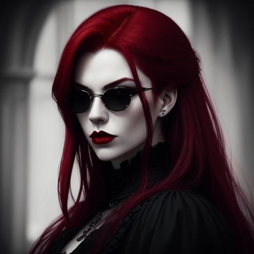 Gothic Portrait of Woman with Red Hair