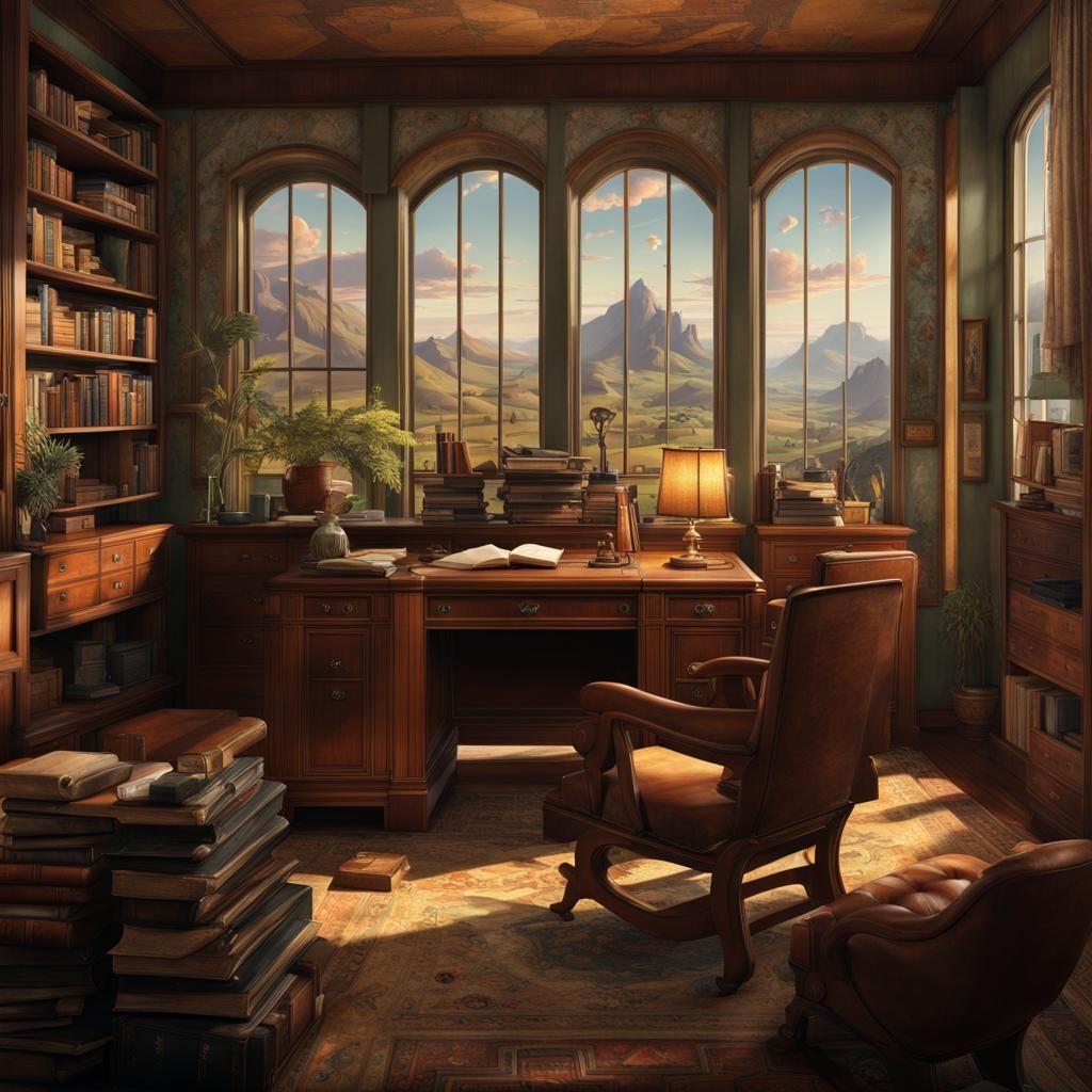 1920s Archaeologist Office with Art Deco Flair