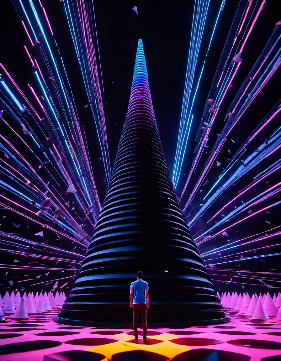 Colossal Exploding Cones: A Maximalist 3D Rendering