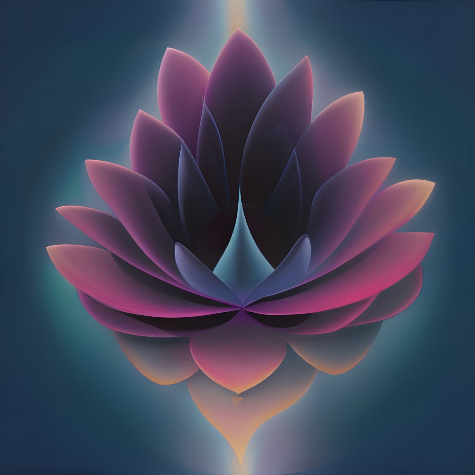 Symmetrical Flower in Mystical Landscape, Digital Art