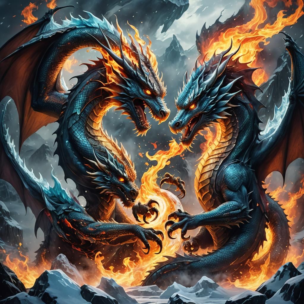 Elemental Dragons in Yin-Yang Formation
